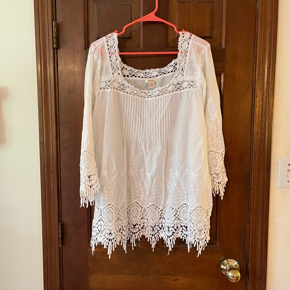 White cotton beach cover up.